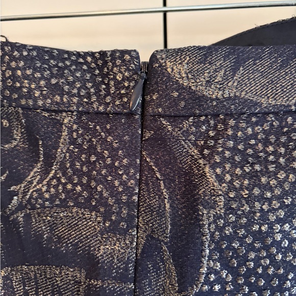 Rebecca Taylor Strapless Women's Mini Dress Navy Blue Floral Metallic Sz 10 Silk - Picture 5 of 14